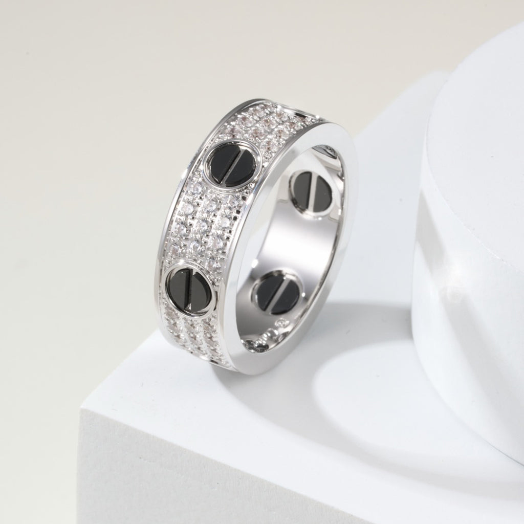 [Luxe Jewelry]LOVE RING 5.5MM DIAMONDS PAVED CERAMIC