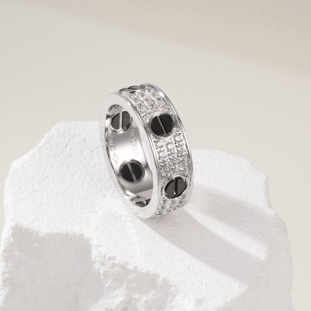 [Luxe Jewelry]LOVE RING 5.5MM DIAMONDS PAVED CERAMIC