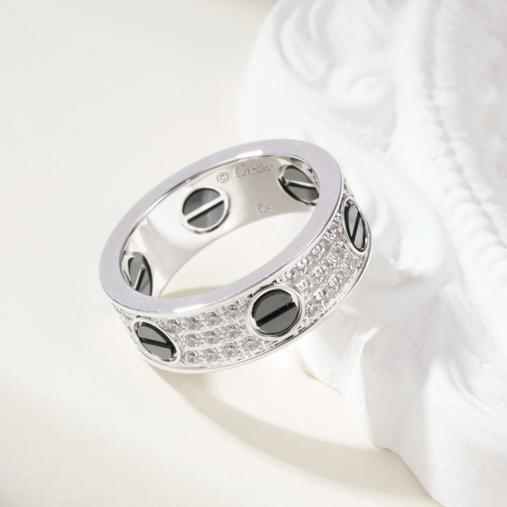 [Luxe Jewelry]LOVE RING 5.5MM DIAMONDS PAVED CERAMIC