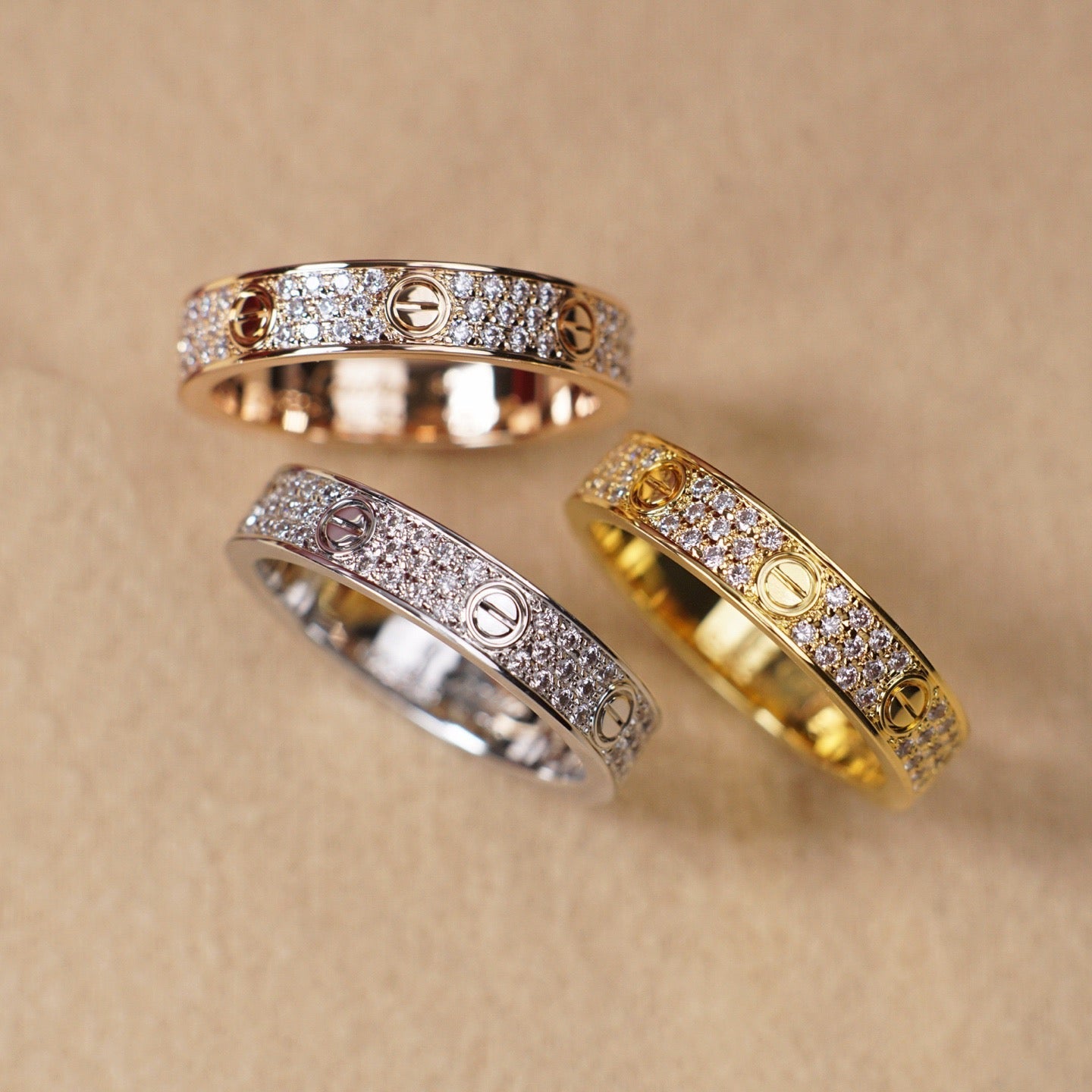 [Luxe Jewelry]LOVE RING 4.0MM DIAMOND PAVED