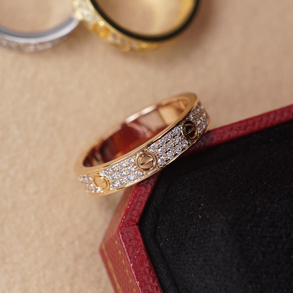[Luxe Jewelry]LOVE RING 4.0MM DIAMOND PAVED