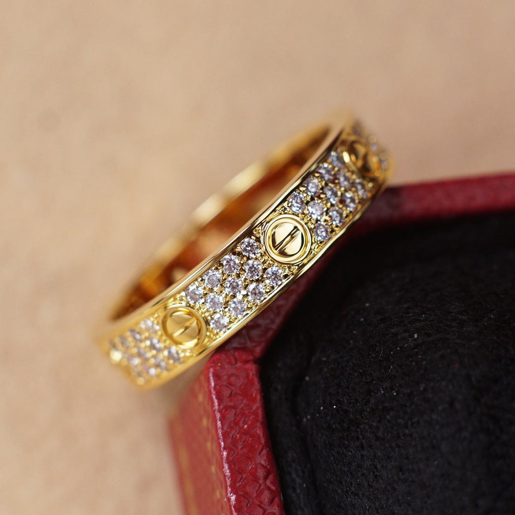 [Luxe Jewelry]LOVE RING 4.0MM DIAMOND PAVED