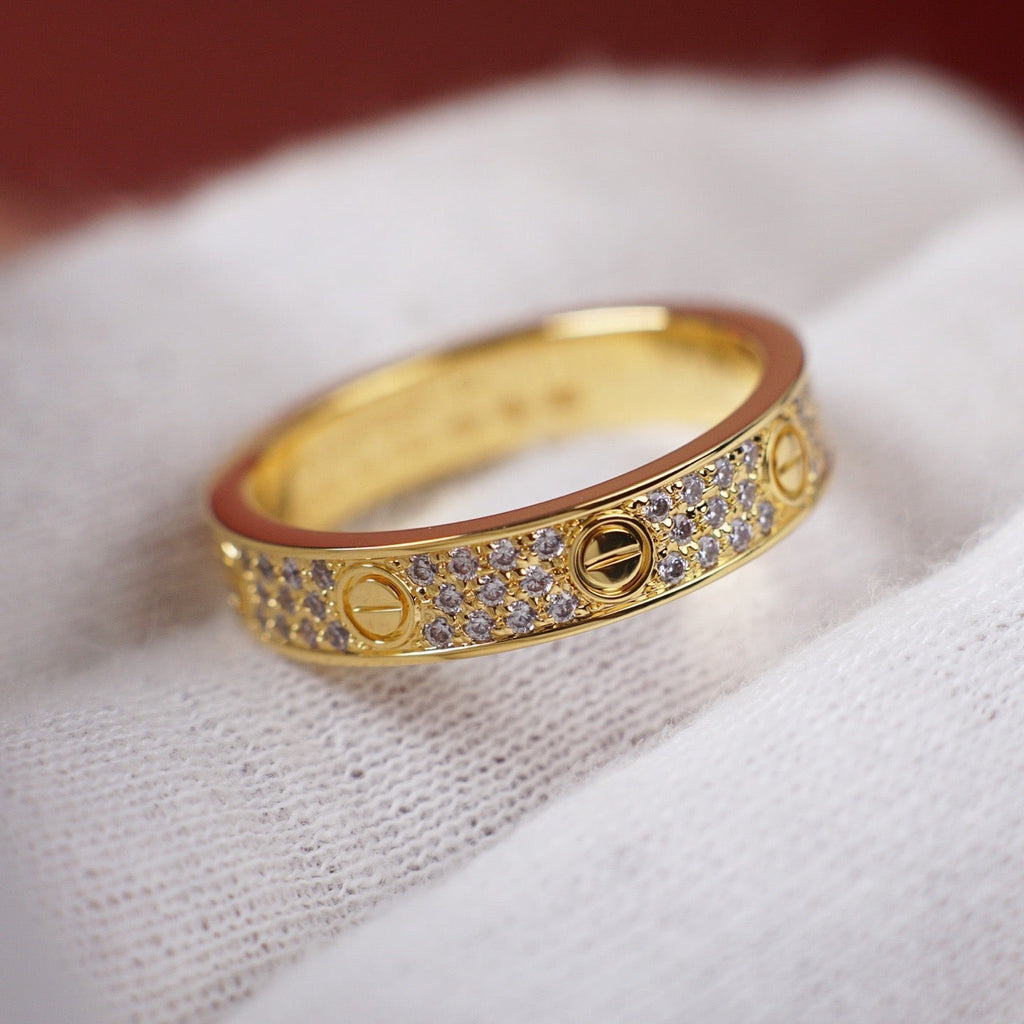 [Luxe Jewelry]LOVE RING 4.0MM DIAMOND PAVED