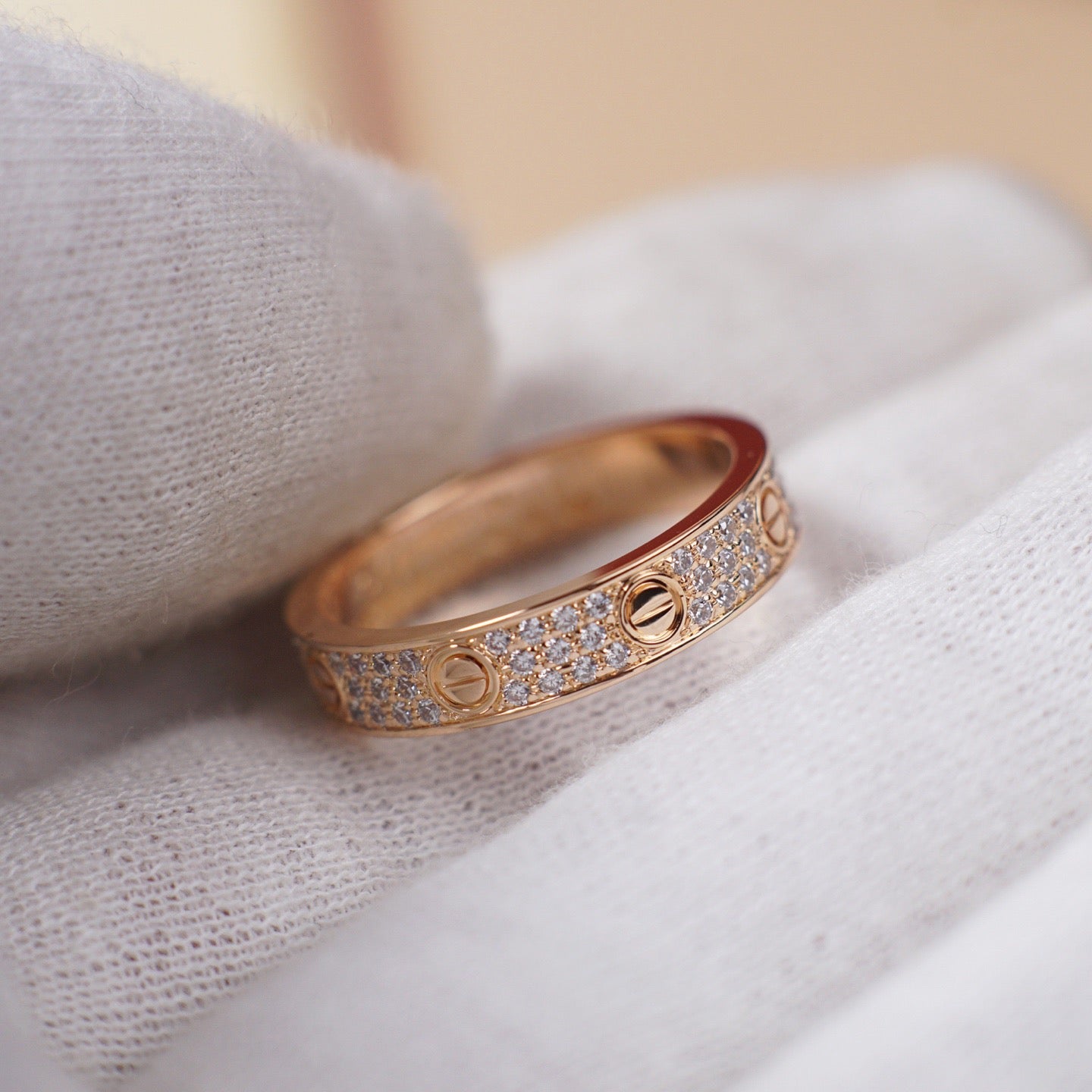 [Luxe Jewelry]LOVE RING 4.0MM DIAMOND PAVED