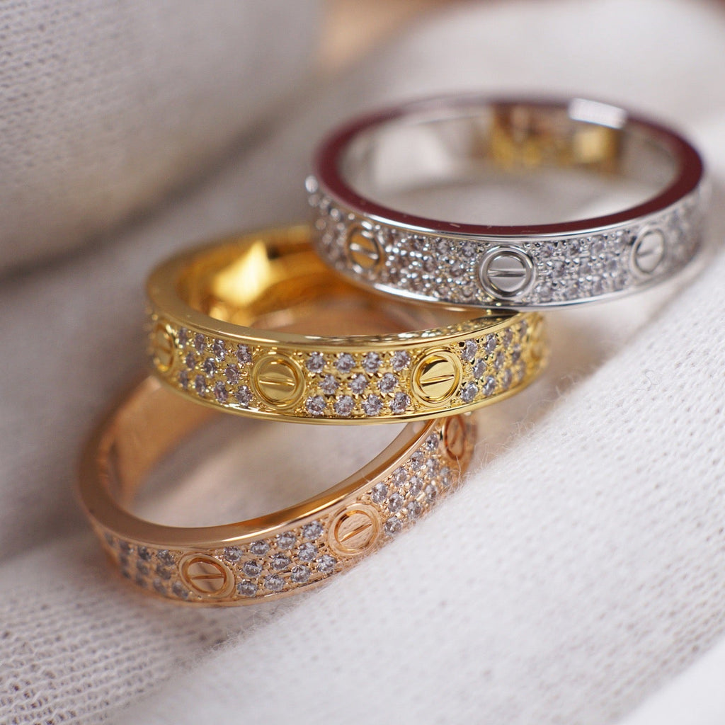 [Luxe Jewelry]LOVE RING 4.0MM DIAMOND PAVED
