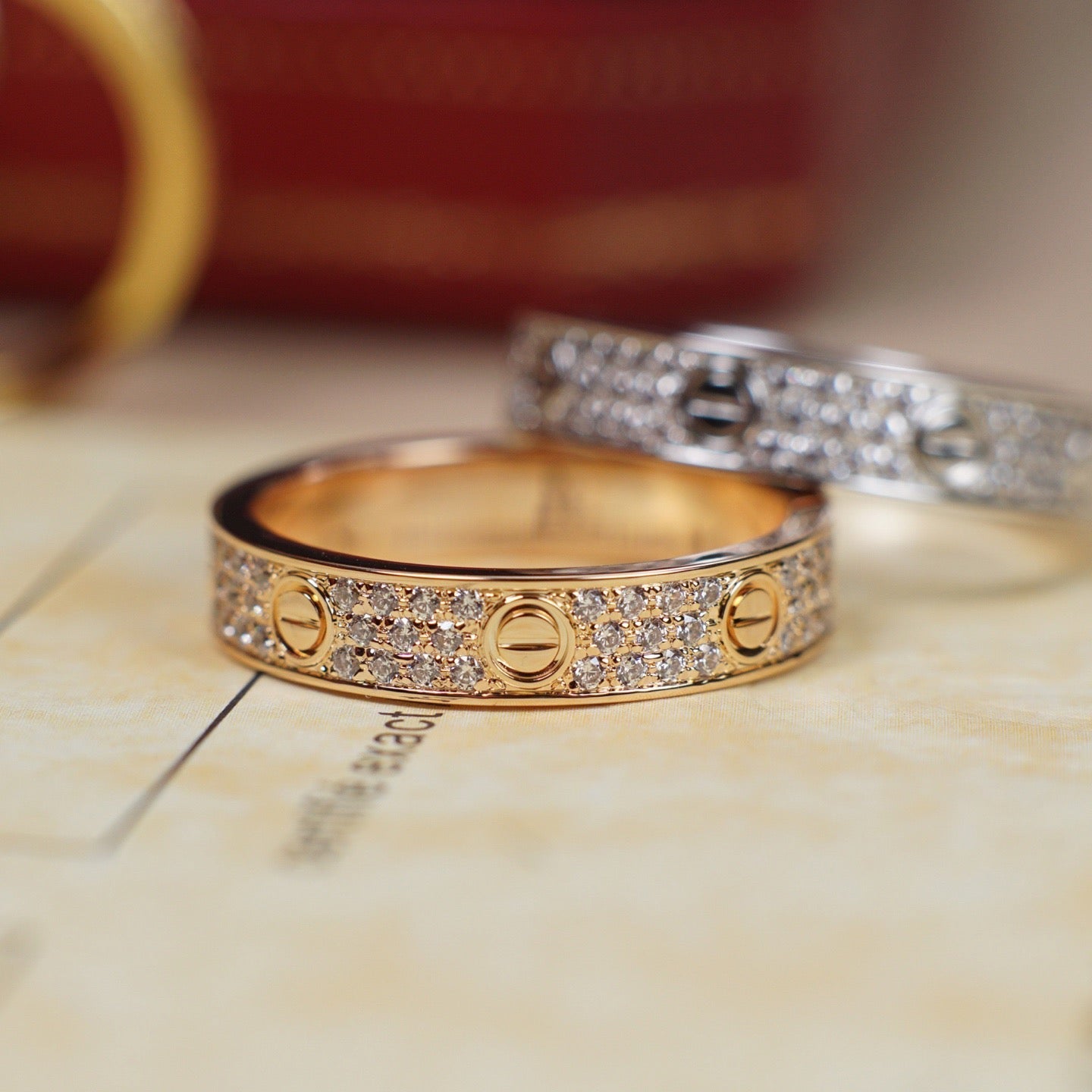 [Luxe Jewelry]LOVE RING 4.0MM DIAMOND PAVED