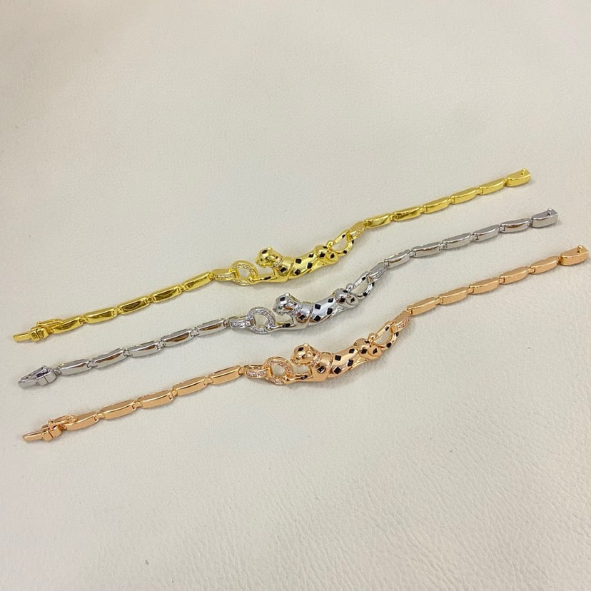 [Luxe Jewelry]PANTHERE HALF DIAMOND ON CHAIN BRACELET