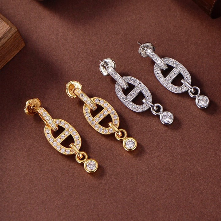 [Luxe]Boucles d'oreilles HM Chaine Diamant