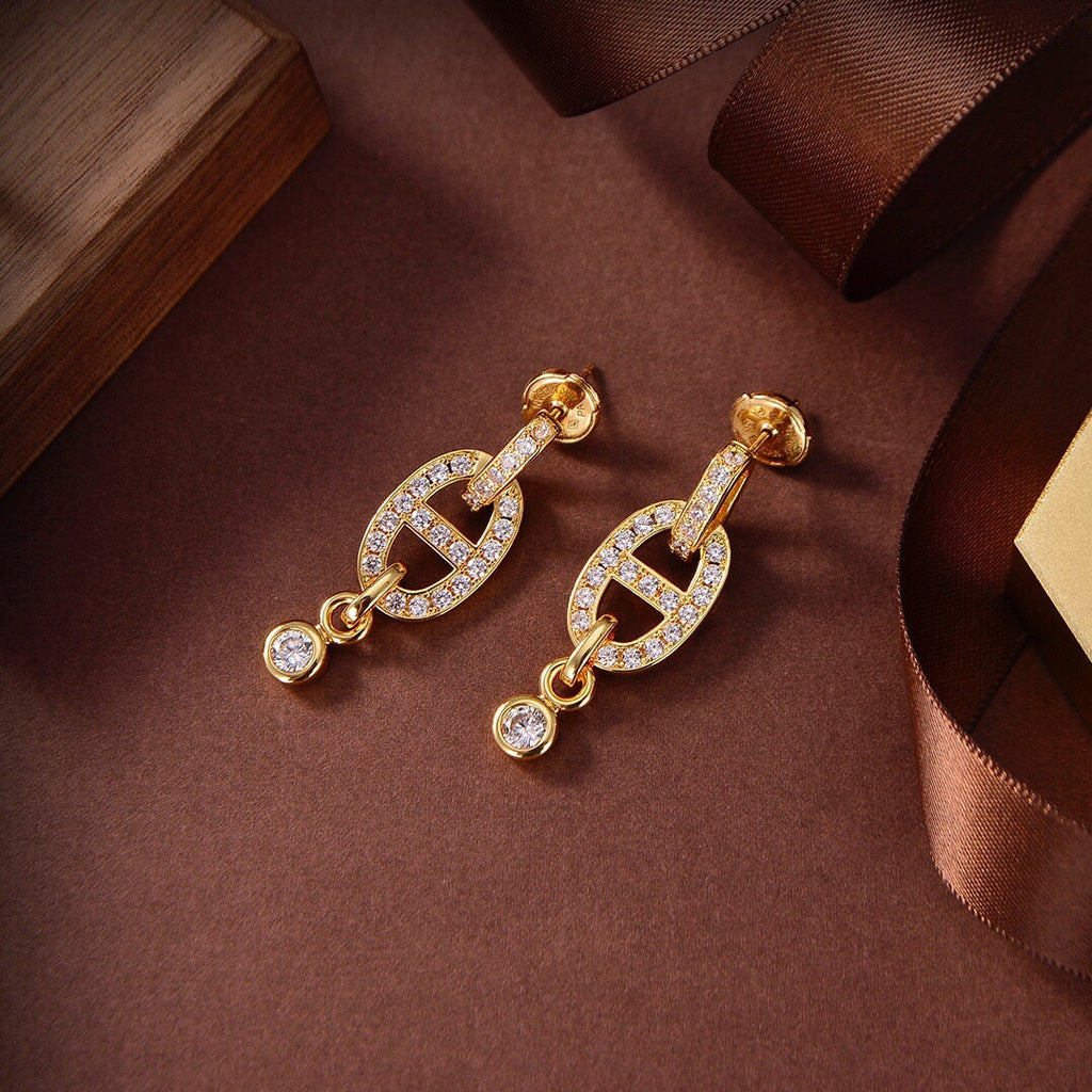 [Luxe]Boucles d'oreilles HM Chaine Diamant