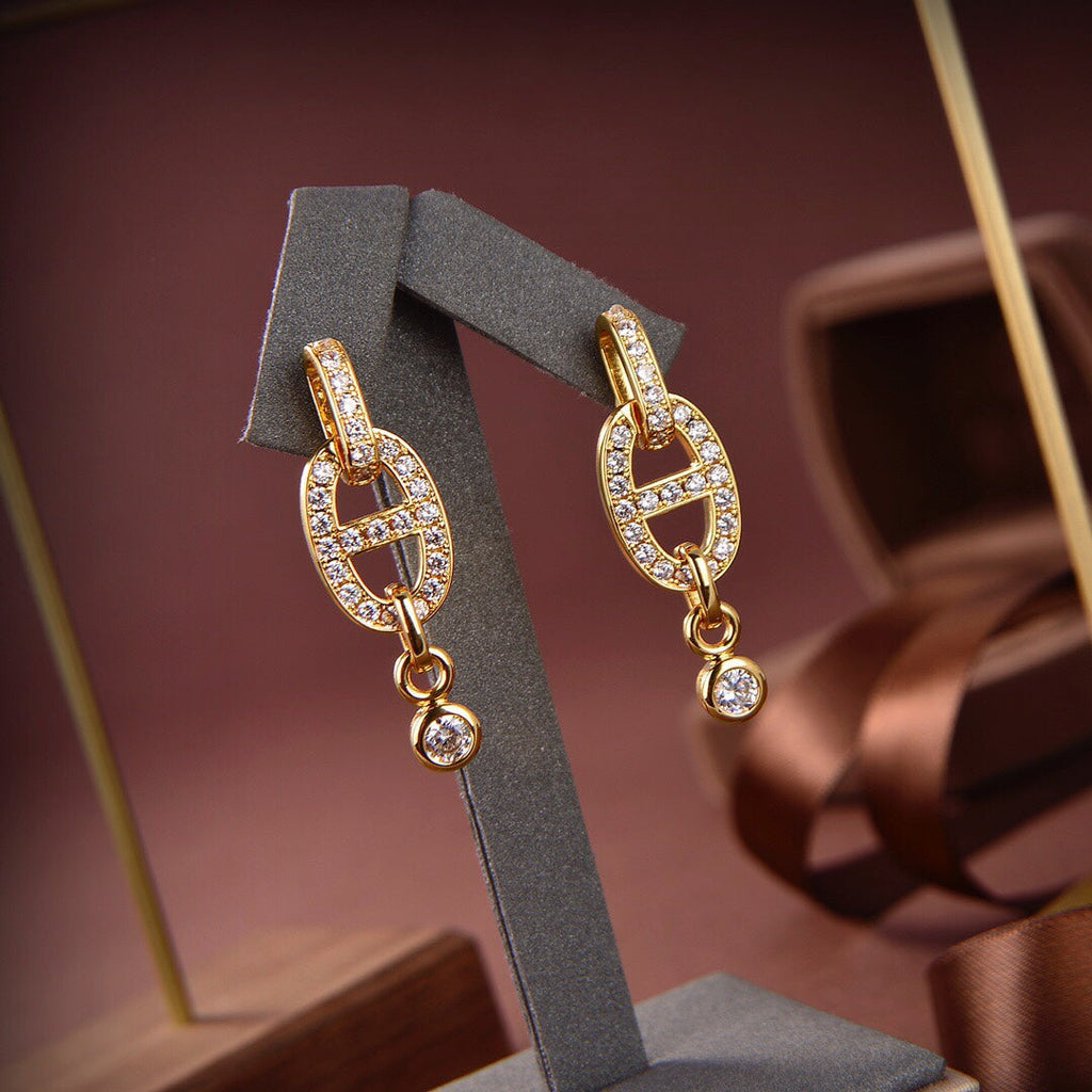 [Luxe]Boucles d'oreilles HM Chaine Diamant