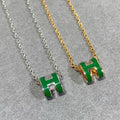 [Luxe] COLLIER POP H VERT ARGENT ET OR