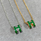 [Luxe] COLLIER POP H VERT ARGENT ET OR
