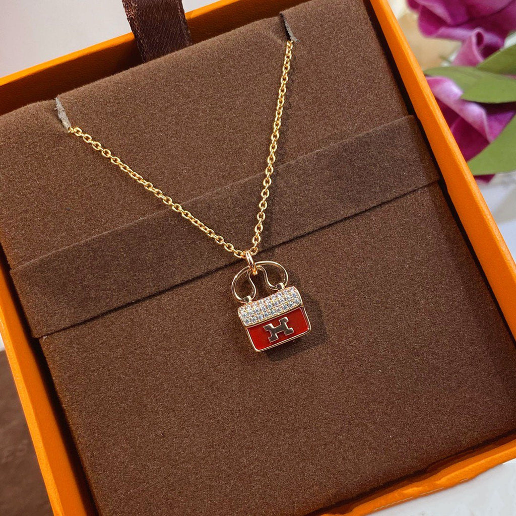 [Luxe] COLLIER PENDENTIF CONSTANCE ROUGE EN OR ROSE
