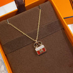 [Luxe] COLLIER PENDENTIF CONSTANCE ROUGE EN OR ROSE