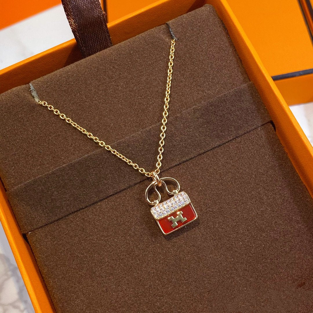[Luxe] COLLIER PENDENTIF CONSTANCE ROUGE EN OR ROSE