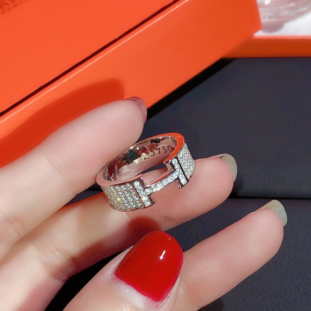 [Luxe]BAGUE H PLEINE DIAMANT