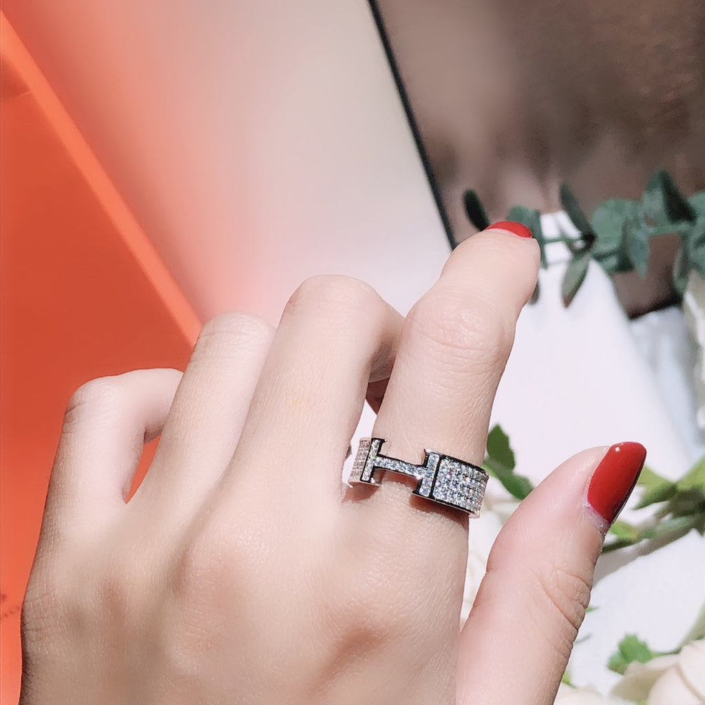 [Luxe]BAGUE H PLEINE DIAMANT