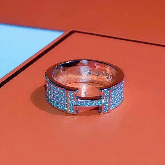 [Luxe]BAGUE H PLEINE DIAMANT