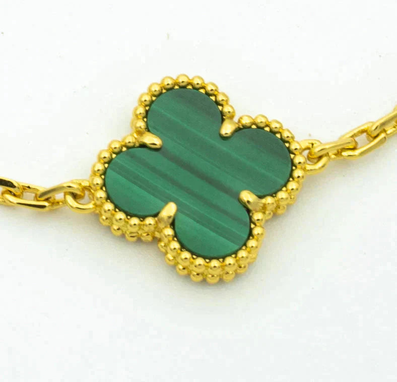 [Luxe] CLOVER 5 MOTIF MALACHITE BRACELET COLLECTION