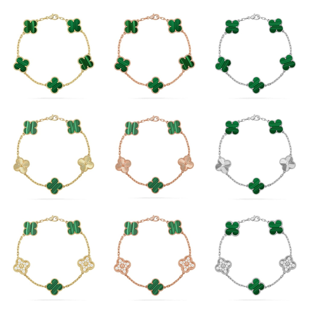 [Luxe] CLOVER 5 MOTIF MALACHITE BRACELET COLLECTION