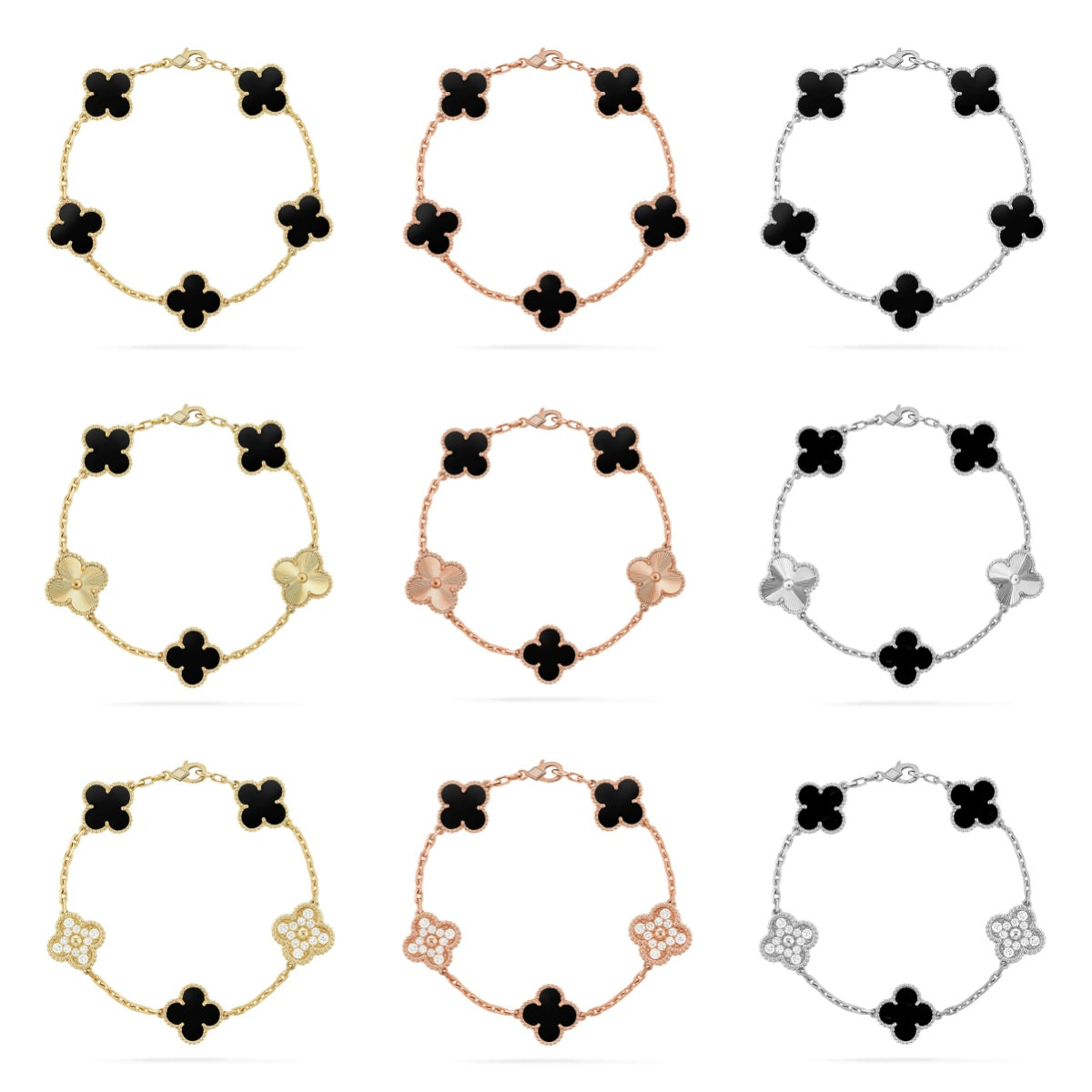 [Luxe] CLOVER 5 MOTIF ONYXS BRACELET COLLECTION