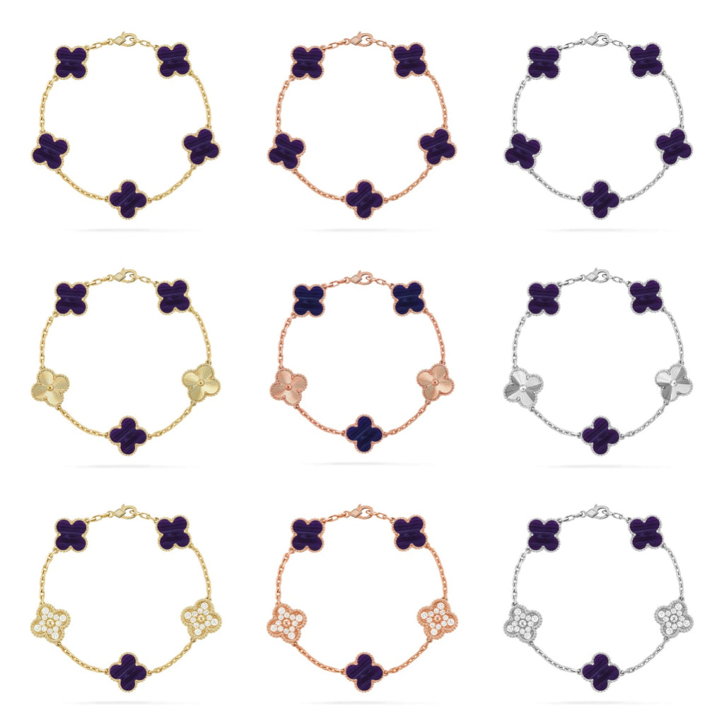 [Luxe]CLOVER 5 MOTIF PURPLE STRIPES BRACELET COLLECTION