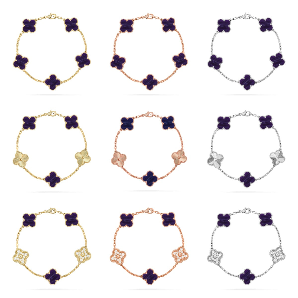 [Luxe]CLOVER 5 MOTIF PURPLE STRIPES BRACELET COLLECTION