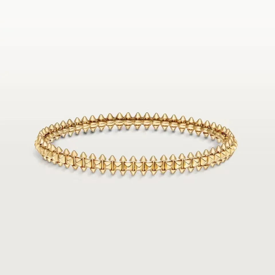 [LUXE] CLASH & Clover Laser 5-Motif & LOVE Brushed Bracelet Stack Set