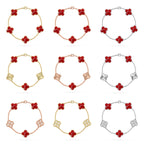 [Luxe] CLOVER 5 MOTIF RED CORNELIAN BRACELET COLLECTION