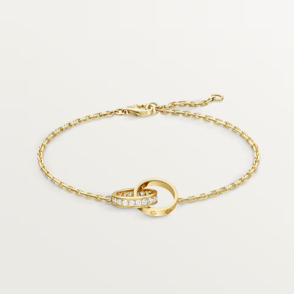 [Luxe Jewelry]LOVE DOUBLE RING HALF DIAMOND BRACELET