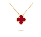 [Luxe]CLOVER 15MM CARNELIAN SINGLE FLOWER NECKLACE