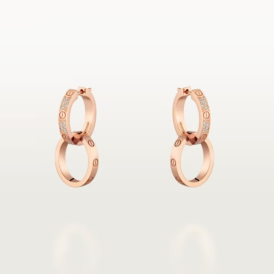 [Luxe Jewelry]LOVE 3.3MM DANGLE HALF DIAMOND EARRINGS