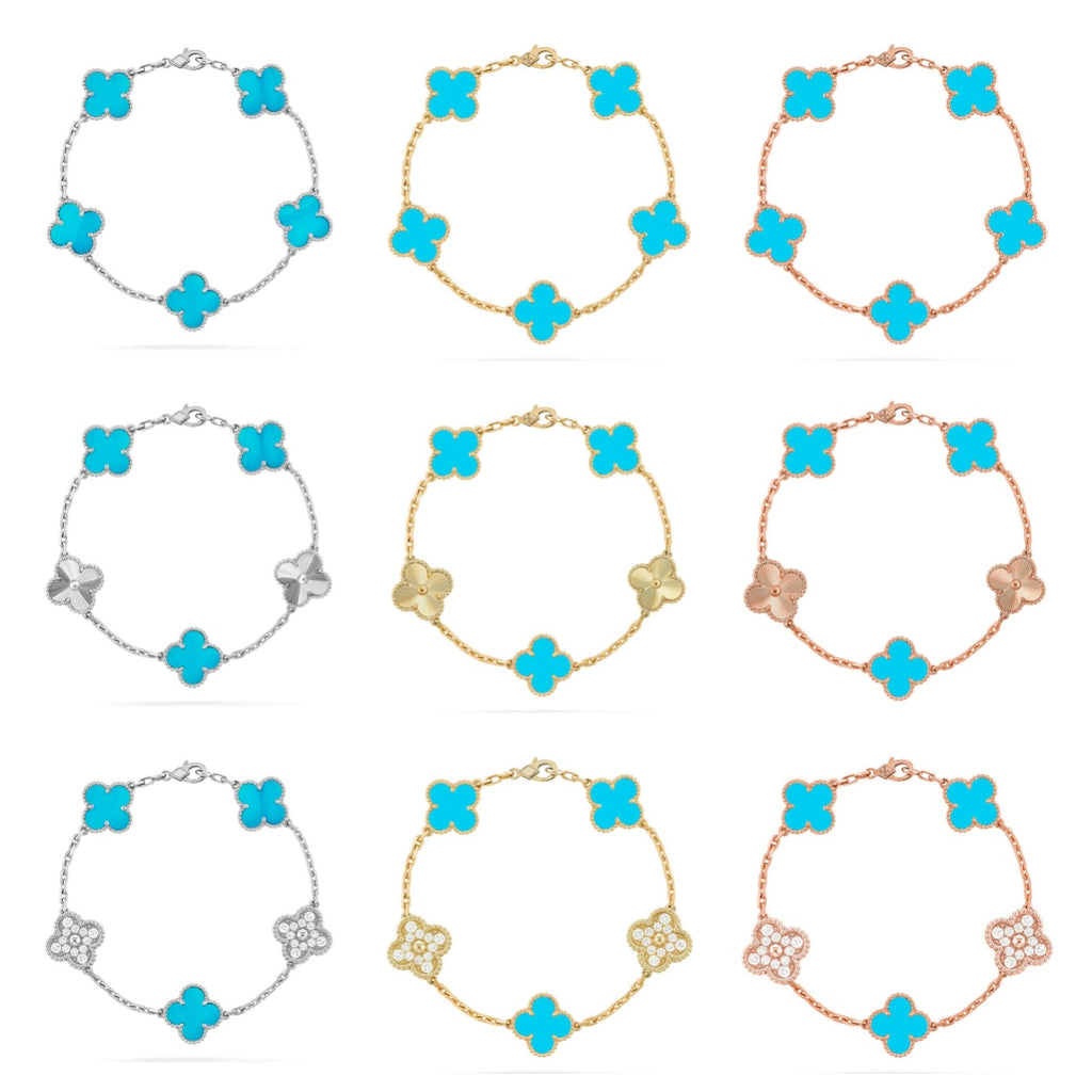[Luxe] CLOVER 5 MOTIF TURQUOISE BRACELET COLLECTION
