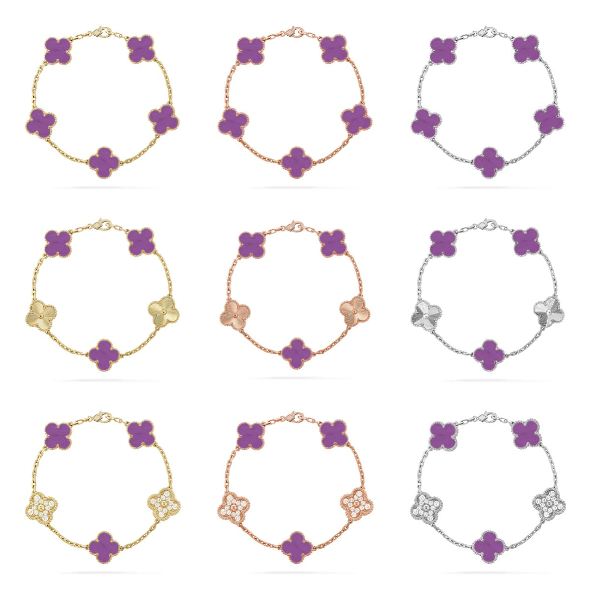 [Luxe] CLOVER 5 MOTIF VIOLET BRACELET COLLECTION