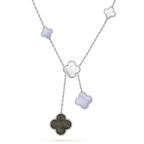 [Luxe]CLOVER MOP CHALCEDONY NECKLACE SILVER 6 MOTIF