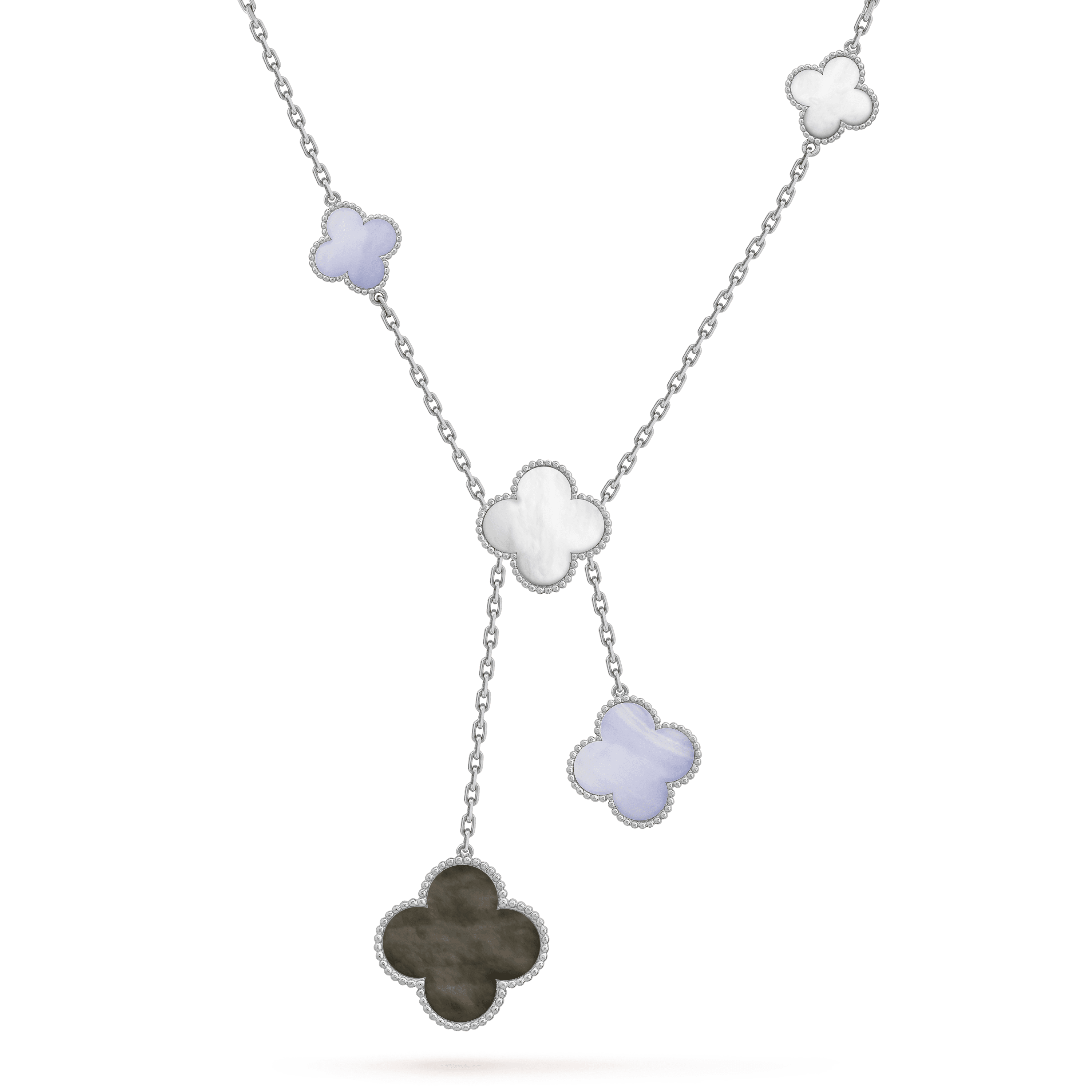 [Luxe]CLOVER MOP CHALCEDONY NECKLACE SILVER 6 MOTIF
