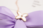 [Luxe]Boucles d'oreilles Jeux de Nacre Blanche Or Rose Diamant