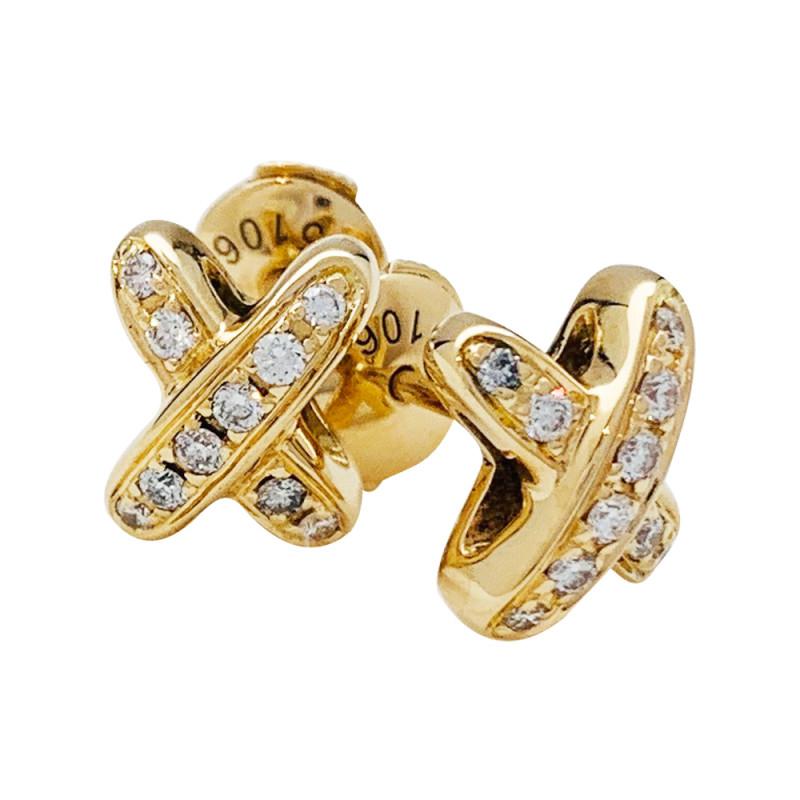 [Luxe]JEUX DE BOUCLES D'OREILLES DIAMANT OR