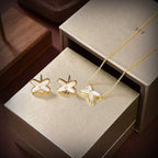 [Luxe]Boucles d'oreilles Jeux de Nacre Blanche Or Diamant