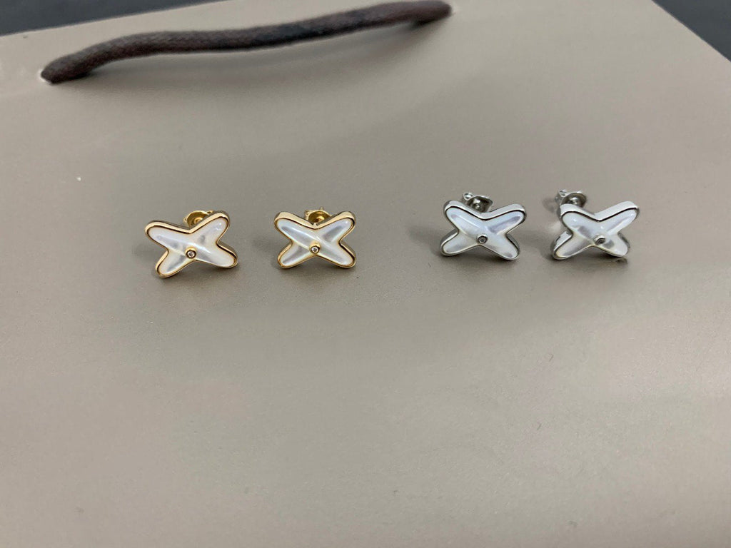 [Luxe]JEUX DE WHITE MOP シルバー ダイヤモンド イヤリング