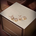[Luxe]JEUX DE BOUCLES D'OREILLES DIAMANT OR