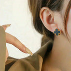 [Luxe]CLOVER MEDIUM 1 MOTIFS  ONYX STUD EARRINGS