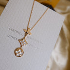 [Luxe] COLLIER LARIAT COLOR BLOSSOM OR ROSE NACRE BLANCHE ET DIAMANT