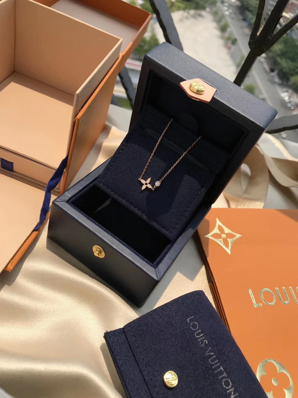 [Luxe]PENDENTIF BLOSSOM OR ROSE ET DIAMANT