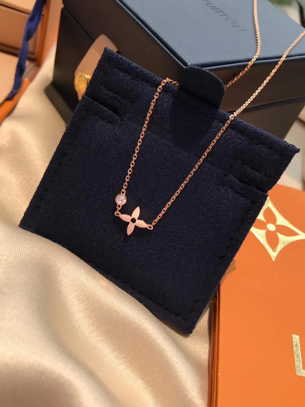 [Luxe]PENDENTIF BLOSSOM OR ROSE ET DIAMANT