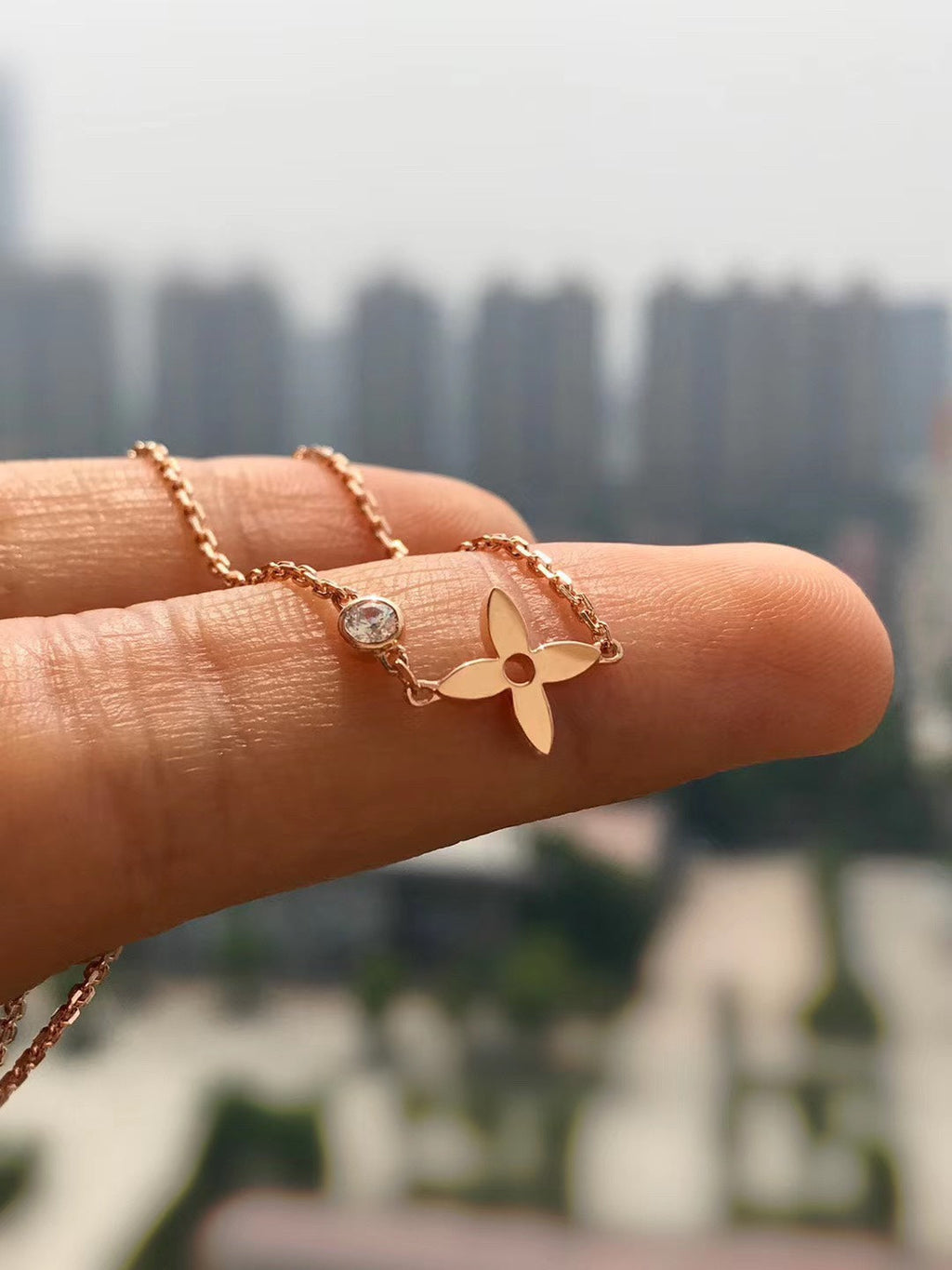 [Luxe]PENDENTIF BLOSSOM OR ROSE ET DIAMANT