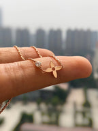 [Luxe]PENDENTIF BLOSSOM OR ROSE ET DIAMANT