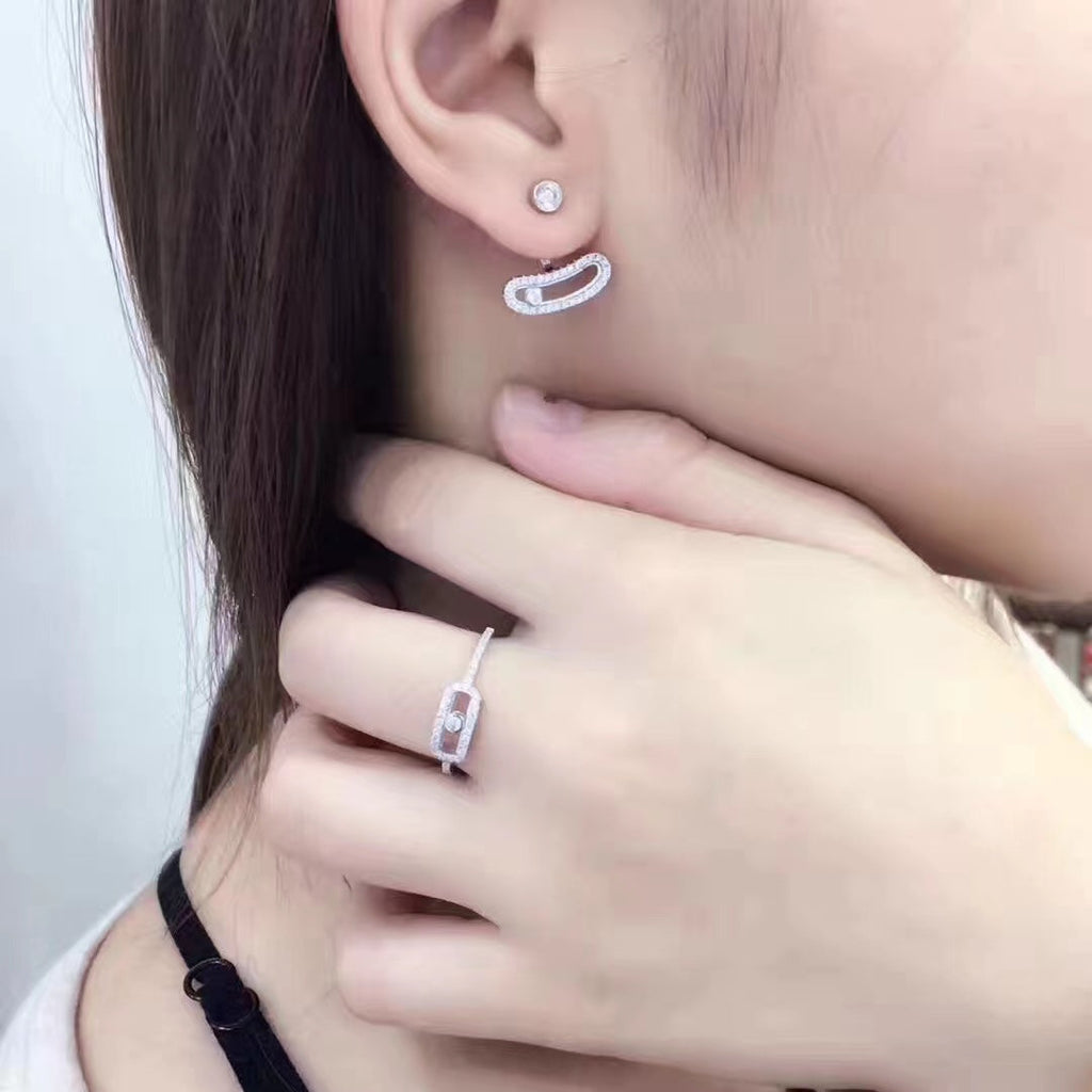 [LUXE]MOVE UNO SILVER DIAMOND EARRINGS