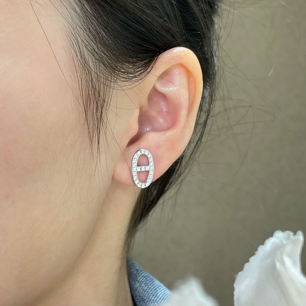 [Luxe]HM フルダイヤモンド ピッグノーズ スタッドピアス