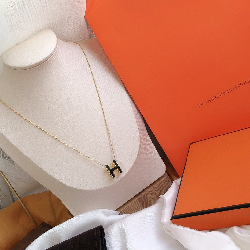 [Luxe]Collier HM CLIC en or et émail noir